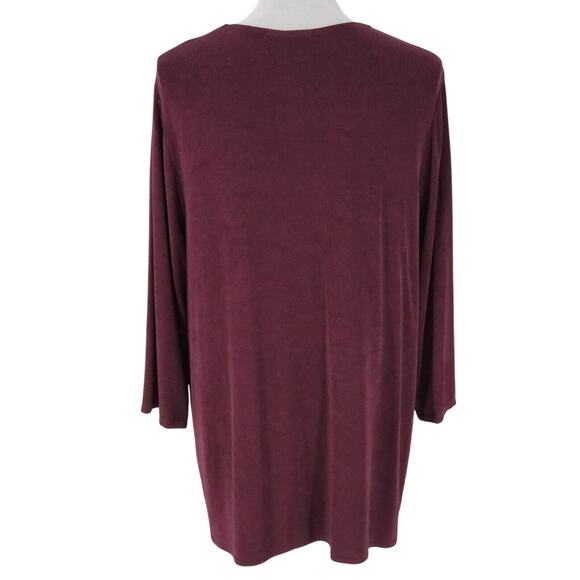 Chicos Traveler Top 3 Womens XL Plum Purple Slinky Stretch Knit Pullover Blouse - Picture 2 of 13